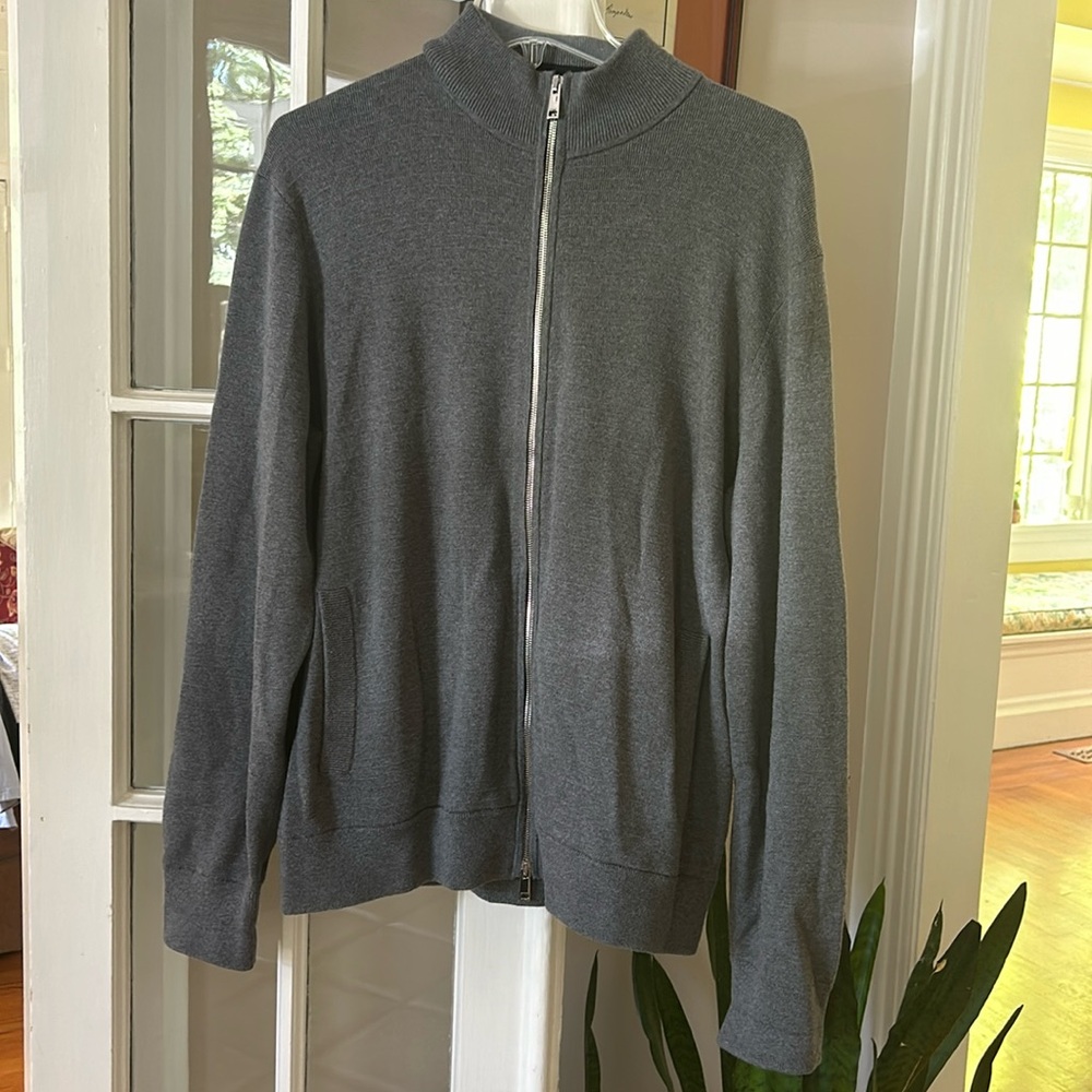 Theory grey zipper cardigan